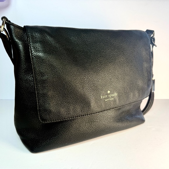 Kate Spade New York Black Pebbled Soft Leather Satchel Crossbody Bag Purse - Picture 4 of 11